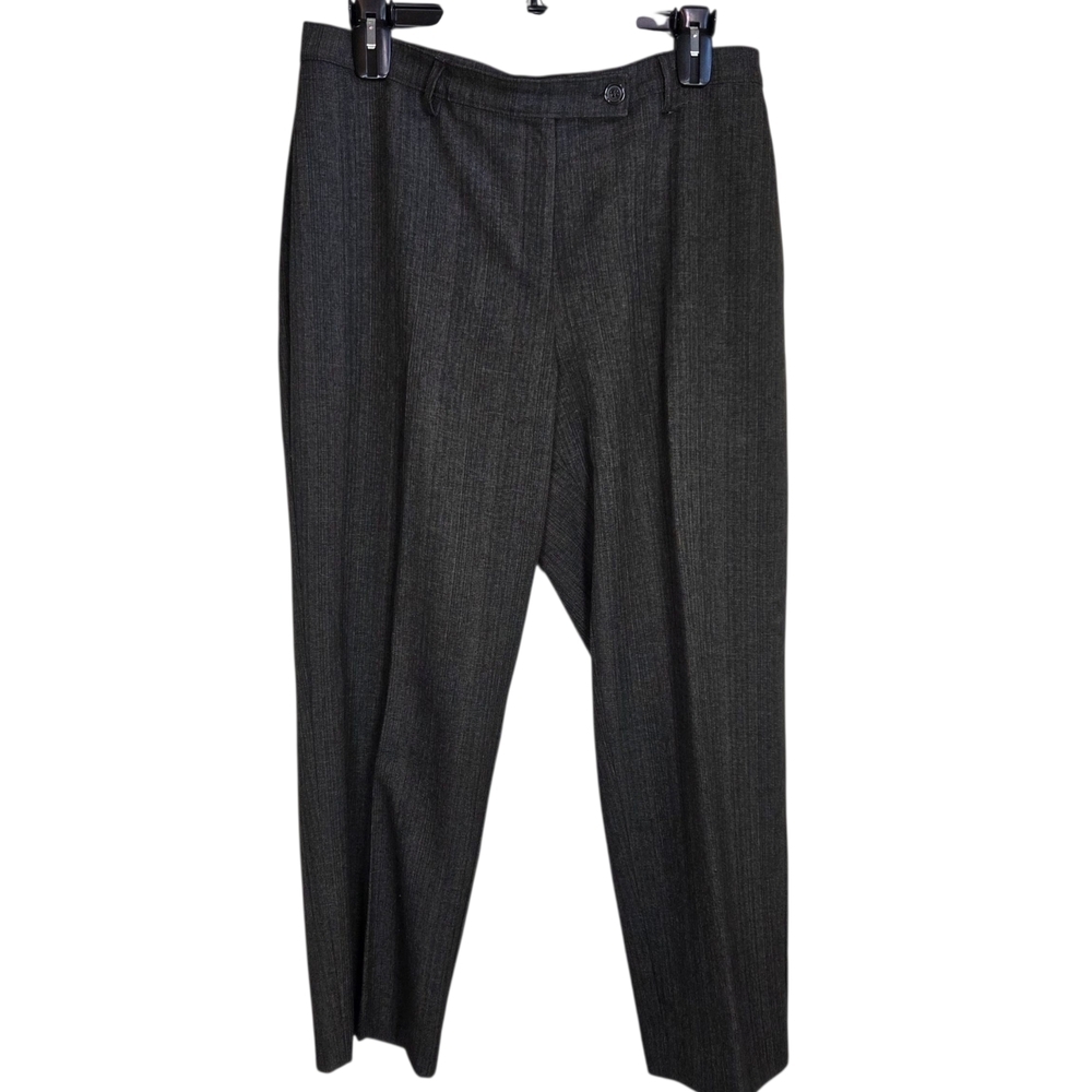Conrad C Collection Brown Stretch Wide Leg Dress Pants With Subtle Red Stripe 16